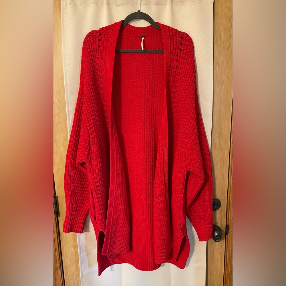 Free People Vibrant Red Cardigan - Size L